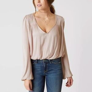 Free People Smockin' N Rockin' Bodysuit Champagne Pink‎ Feminine Size XS